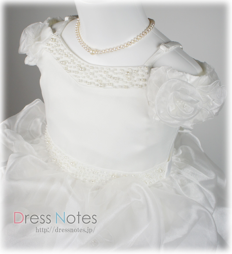 子供ドレス「ヴァニラパール」パールホワイト G8016-1